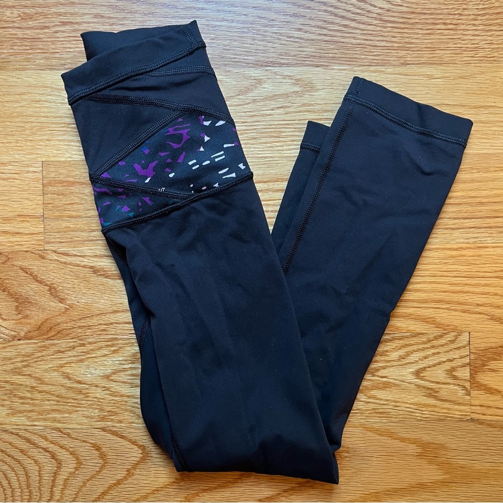 Lululemon black with purple waistband leggings size 2
